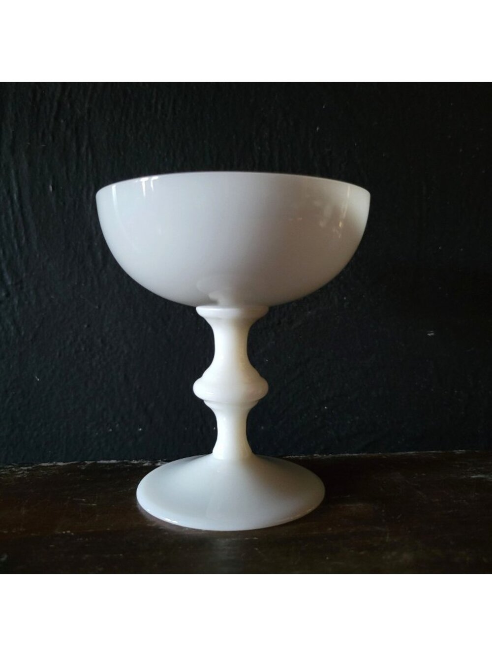 Vintage Vallerysthal French White Opaline Champagne Coupe Glass Elegant Stemware